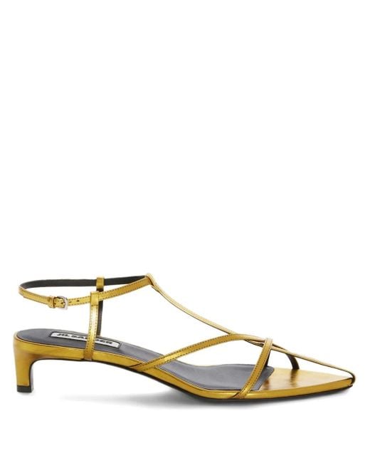 Jil Sander Metallic Ankle-Strap Leather Sandals