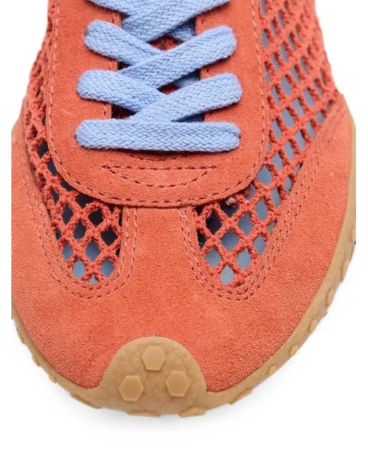 HOFF Red Bridge Fishnet Suede-Panelled Mesh Sneakers