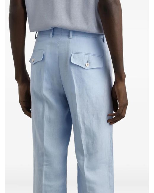 Dolce & Gabbana Blue Linen Trousers for men