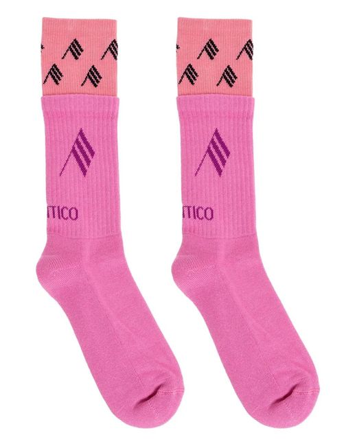 The Attico Pink Logo-Detail Patterned Socks