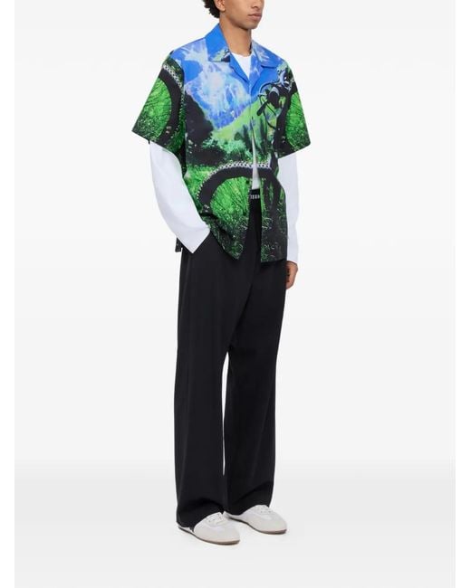 MSGM Blue Chemise À Col Ouvert for men