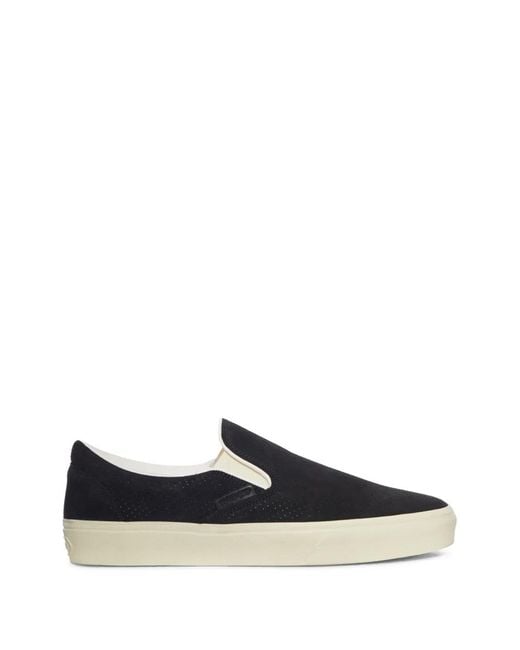 Tom Ford Black Jude Perforated Slip-On Sneakers for men
