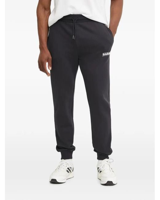 Napapijri Black Logo-Print Drawstring Track Pants for men