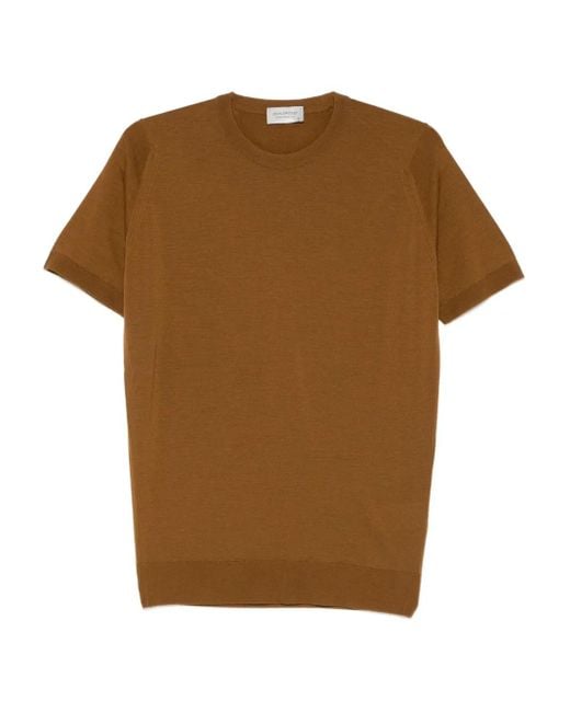 John Smedley Brown Short-Sleeved Sweater for men