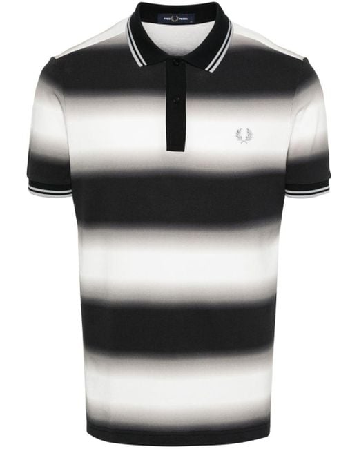 Fred Perry Black Gradient Striped Polo Shirt for men