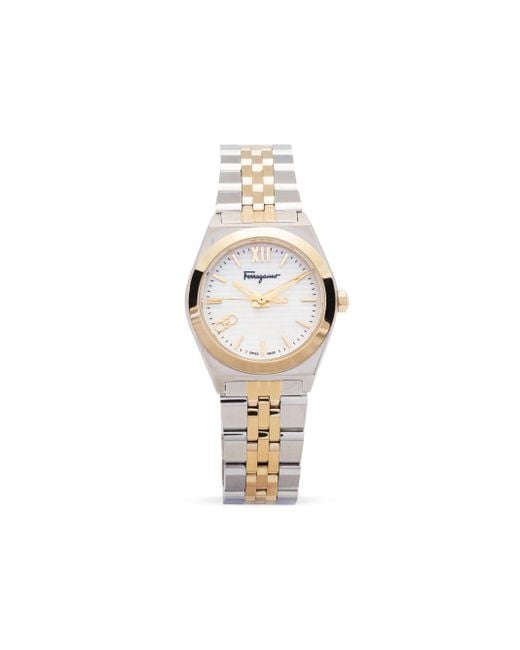 Ferragamo White Vega Duo Gent 28Mm
