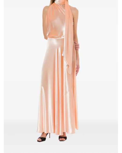 Alberta Ferretti Pink Satin Long Dress