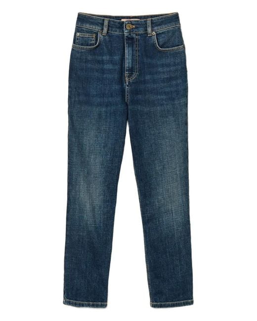 Twinset Blue Five-Pocket Cropped Jeans