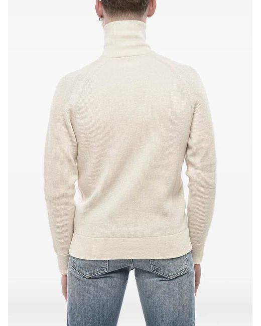 Paolo Pecora Natural Ribbed-Knit Zip-Fastening Cardigan for men