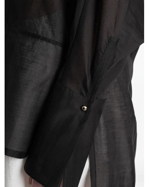 DARKPARK Black Marine Asymmetric Semi-Sheer Shirt