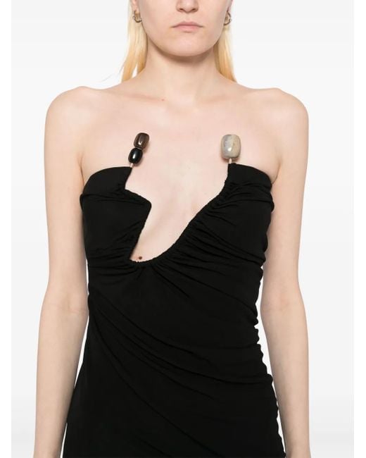 Christopher Esber Black Odessa Arced Strapless Gown Dress