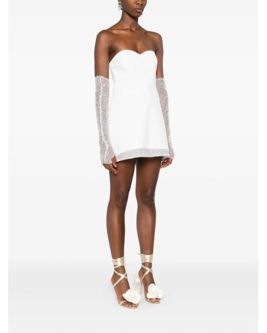 Vestiaire d'un Oiseau Libre White Embellished Off-The-Shoulder Dress
