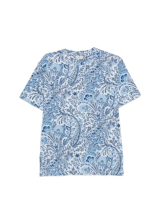 Etro Blue Paisley-Print T-Shirt for men