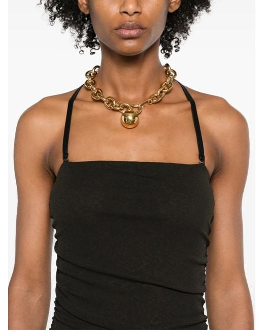 Nanushka Black Ruched Halterneck Midi Dress