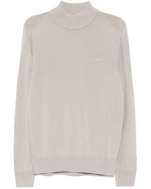 Boss White Logo-Embroidered Jumper for men
