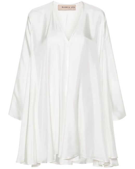 Blanca Vita White Minikleid mit V-Ausschnitt