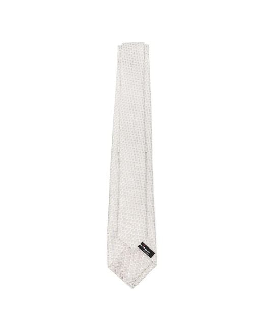 Kiton White Logo-Patch Tie for men