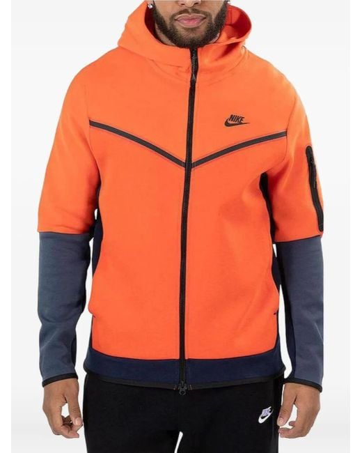 Nike Orange Tech Fleece Zip-Up Hoodie for men