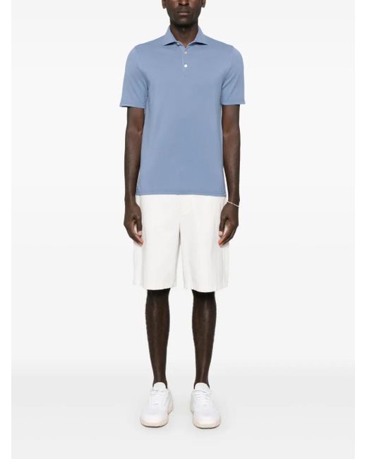 Fedeli Blue Piqué Polo Shirt for men