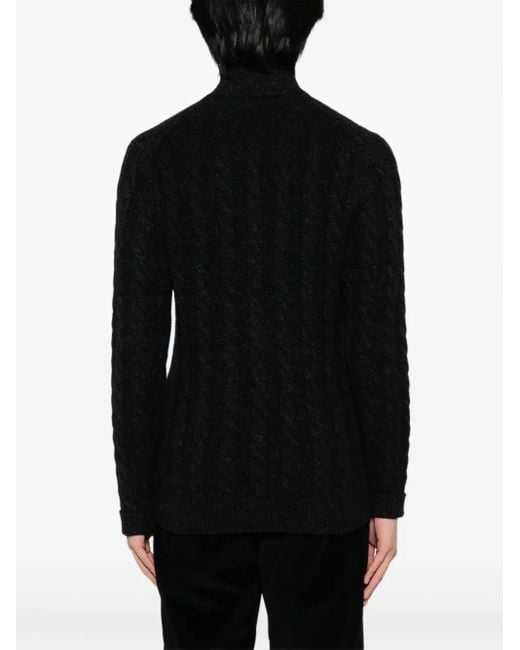 N.Peal Cashmere Black Richmond Cardigan for men