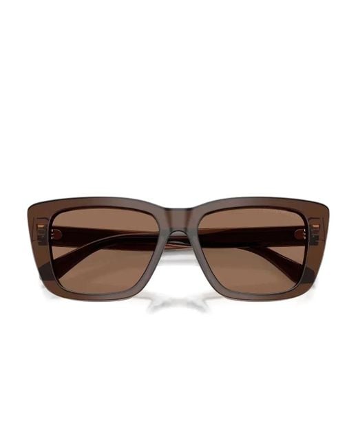 Emporio Armani Brown Rectangle-Frame Sunglasses