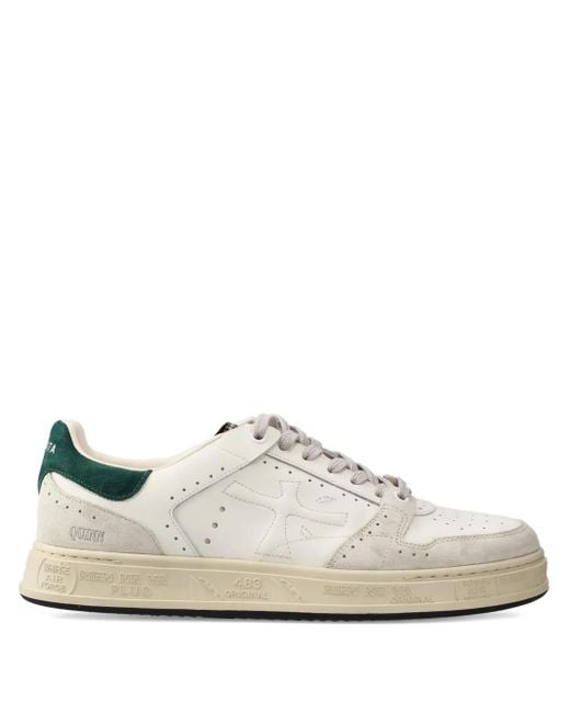 Premiata White Quinn Suede Leather Sneakers for men