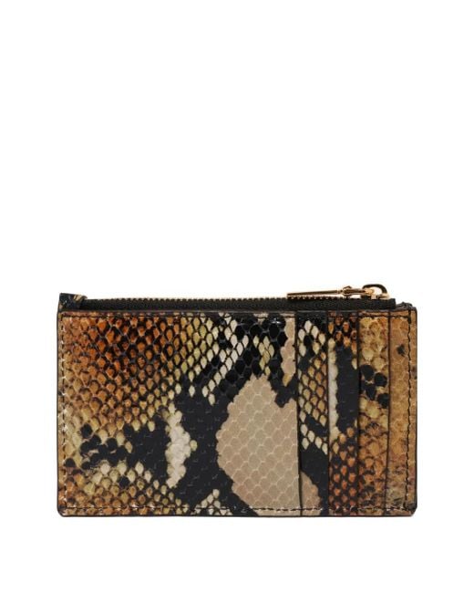 Tarjetero con motivo de piel de serpiente Alexander McQueen de color Brown