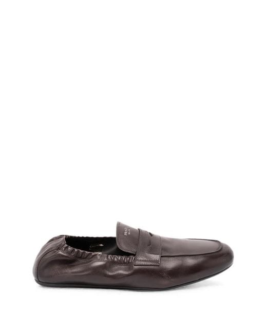 Prada White Leather Elasticated-Heel Loafers for men