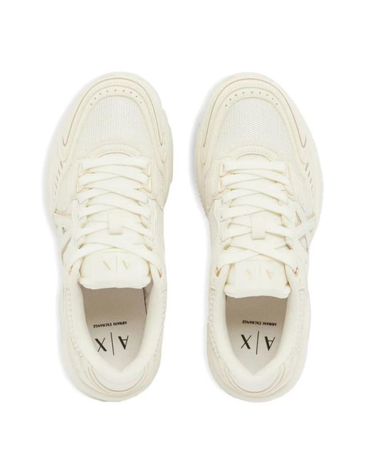 ARMANI EXCHANGE White Logo-Patch Panelled Sneakers
