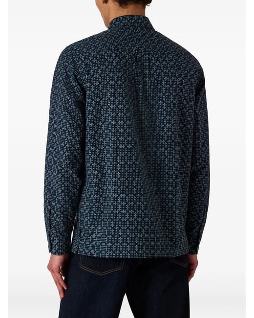 Paul Smith Blue Geometric-Print Pocket Shirt for men