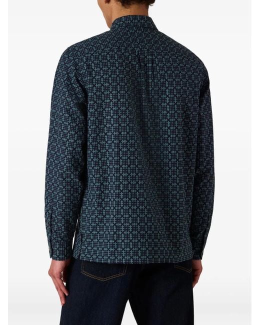 Paul Smith Blue Geometric-Print Pocket Shirt for men