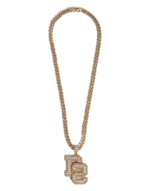 DSquared² Kristallverzierte Halskette mit Logo-Anhänger in Metallic für Herren