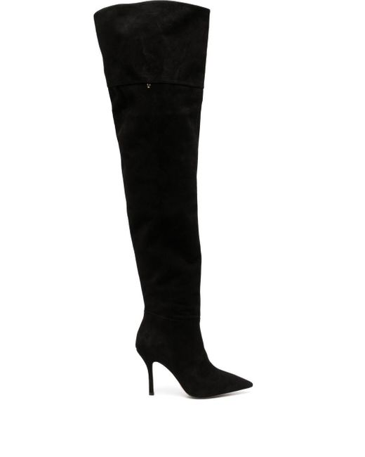 Larroude Kate Xx 105mm Suede Boots in Black | Lyst