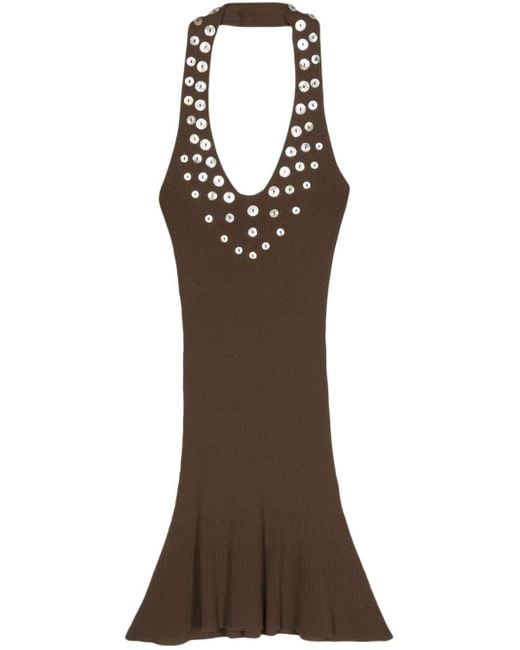 Paloma Wool Brown Button-Detailed Mini Dress
