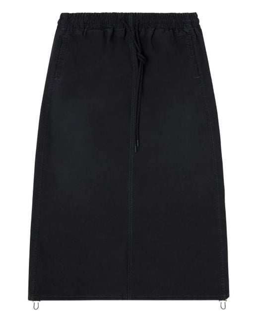 DIESEL Black Drawstring Midi Skirt