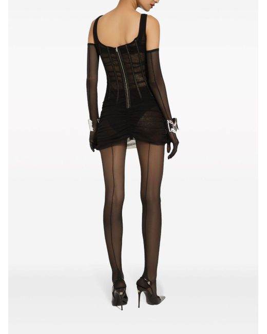 Vestido corto estilo corsé de tul Dolce & Gabbana de color Black