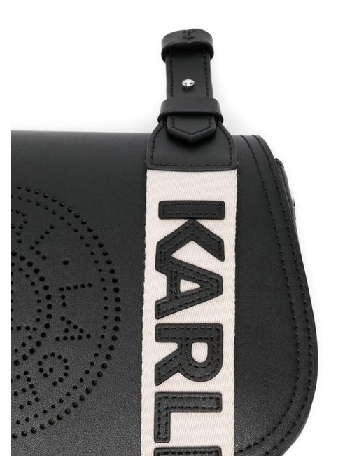 Karl Lagerfeld Black Laser-Cut-Detail Shoulder Bag