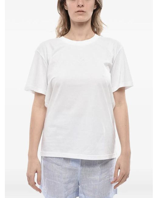 Ludovic de Saint Sernin White Embroidered-Monogram Crew-Neck T-Shirt