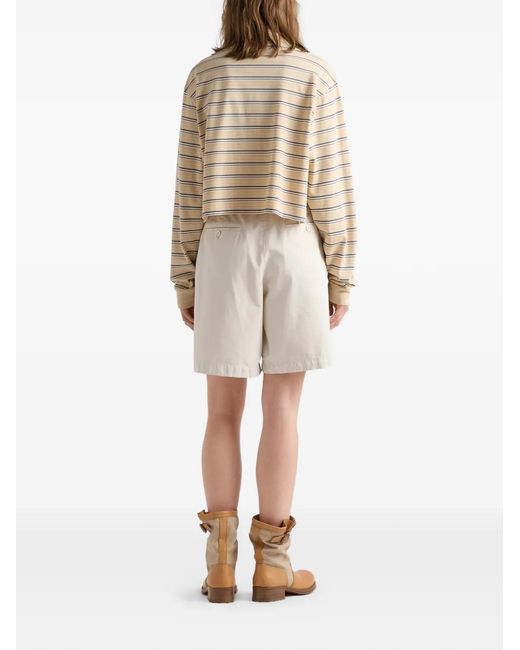 Prada Natural Vieux Bermudas En Gabardine