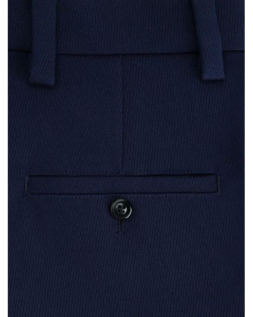 AMI Blue High-Waisted Wool Trousers