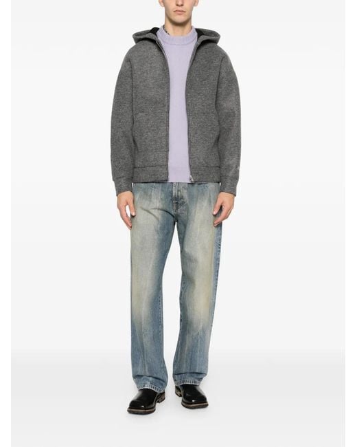 LC23 Men's Gray Zip-Up Hooded Jacket casual jackets