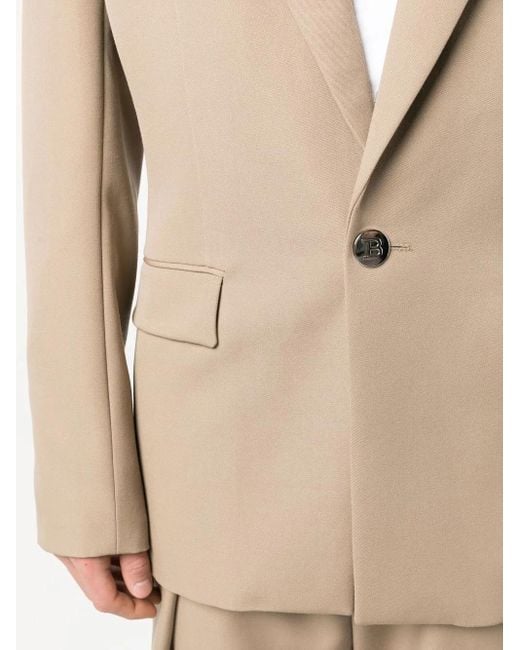 Balmain Natural Single-Breasted Wool Suit Jacket for men