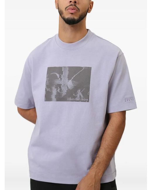 T-Shirt Con Grafica di Calvin Klein in Gray da Uomo