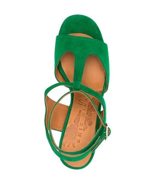 Chie Mihara Bashira Suede Sandals in Green | Lyst