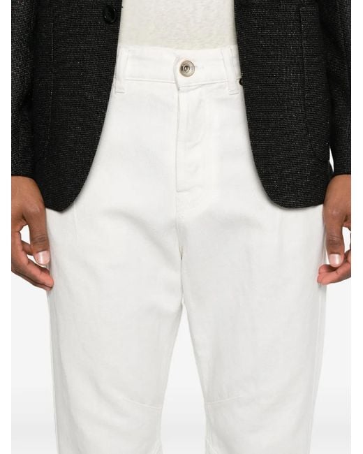 Eleventy White Straight-Leg Trousers for men