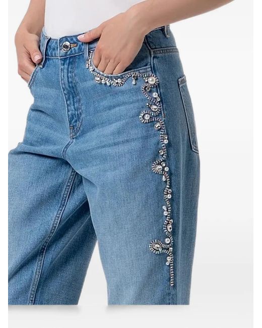 Fracomina Blue Embellished Mom-Fit Jeans