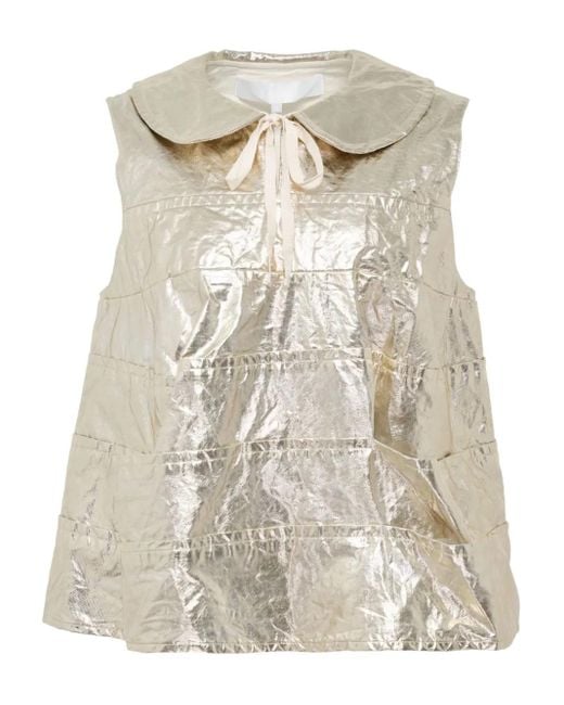 Comme des Garçons Blouse Met Peter Pan Kraag En Folie-Effect in het Natural