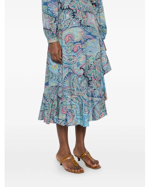 Etro Blue Cotton Elastane Skirt