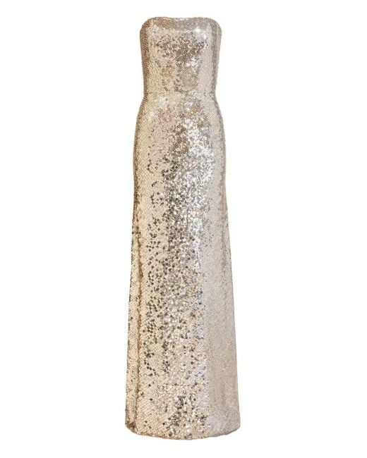 Jenny Packham Natural Schulterfreies Maxikleid Mit Pailletten