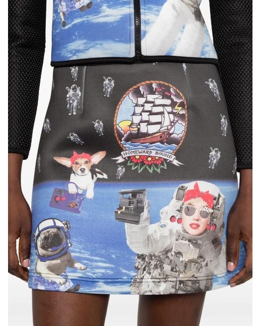 The Artistylist Black Graphic-Print A-Line Skirt